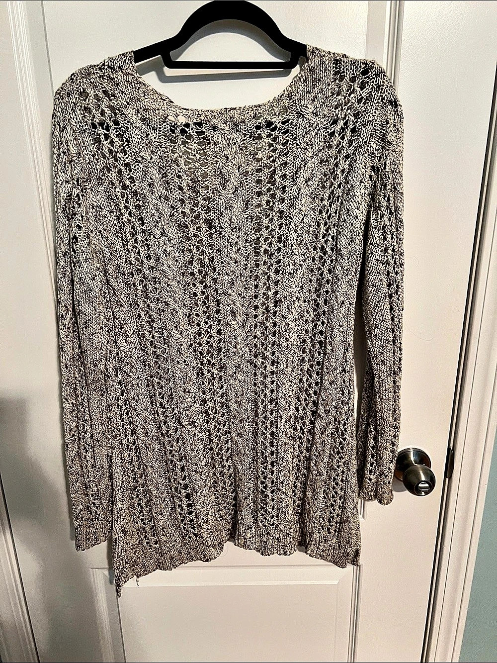 Textured Knit Sweater in Brown & Cream Size Large